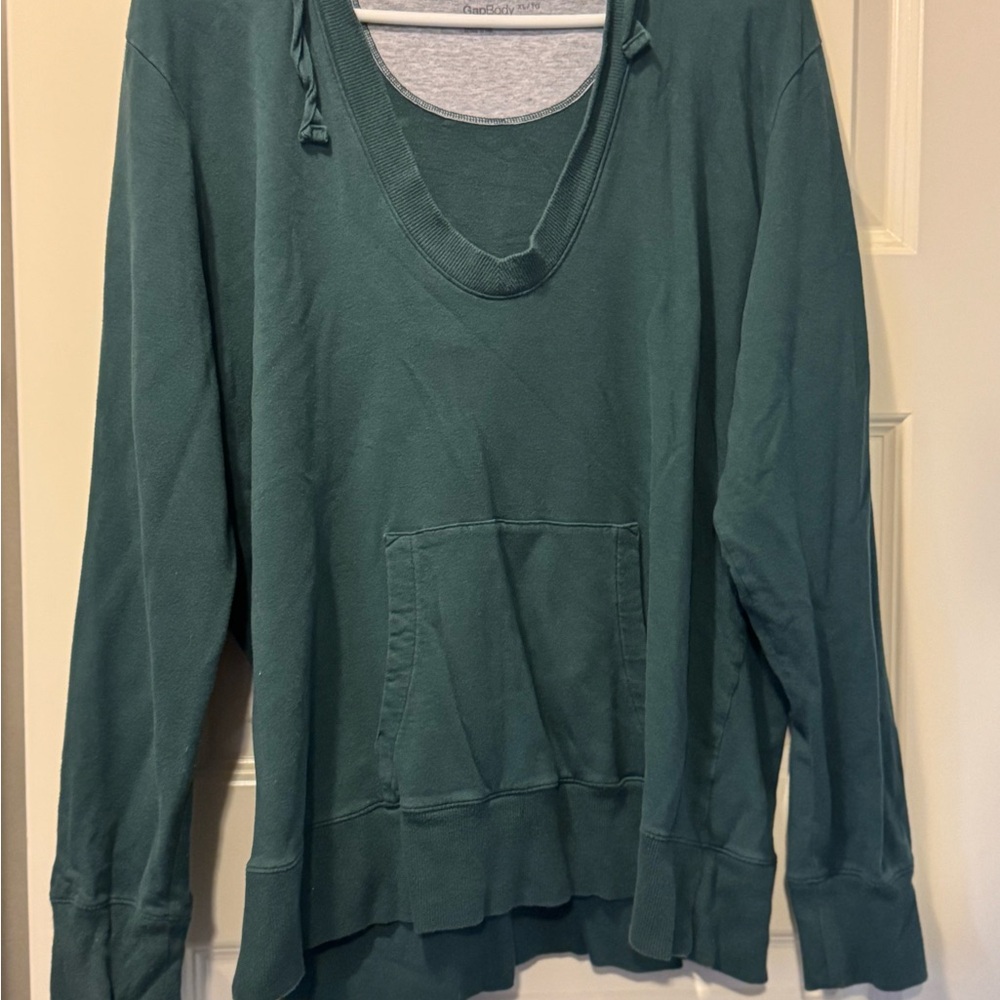 GAP Teal V-Neck Pullover Hoodie